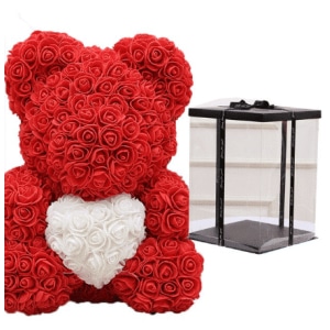 Plyschbjörn röda rosor samlingsbox Alla hjärtans dag Plysch Material: Bomull