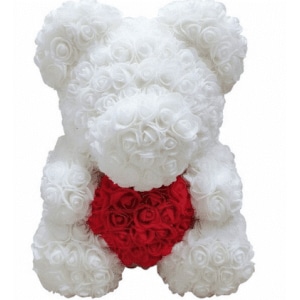 Vit ros teddybjörn Alla hjärtans dag plysch Material: Bomull