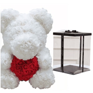 Plyschbjörn vita rosor samlingsbox Alla hjärtans dag Plysch Material: Bomull