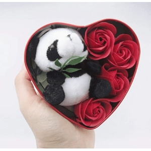 Panda plysch röd låda Alla hjärtans dag plysch Material: Bomull