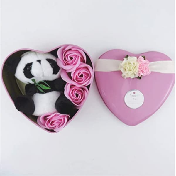 Panda plysch rosa låda Alla hjärtans dag plysch Material: Bomull