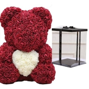 Rosa plyschbjörn lila samlingsbox Alla hjärtans dag plysch Material: Bomull