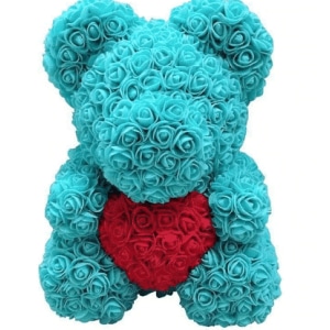 Turquoise Bear Plush Valentine's Day Material: Bomull