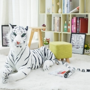 Stor vit tiger i plysch Material: Bomull