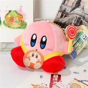 Kirby rosa plysch, sittande med sockerrör